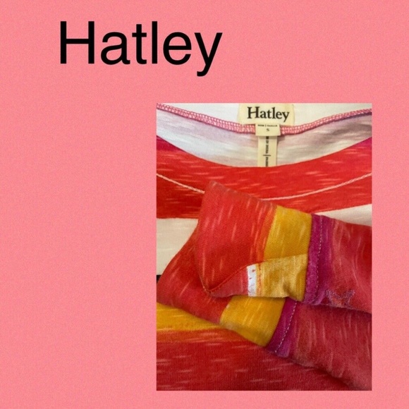 HATLEY TROPICAL STRIPED "PEPLUM DRESS"~ORANGE, WHITE, YELLOW KNIT~SMALL - Picture 3 of 4